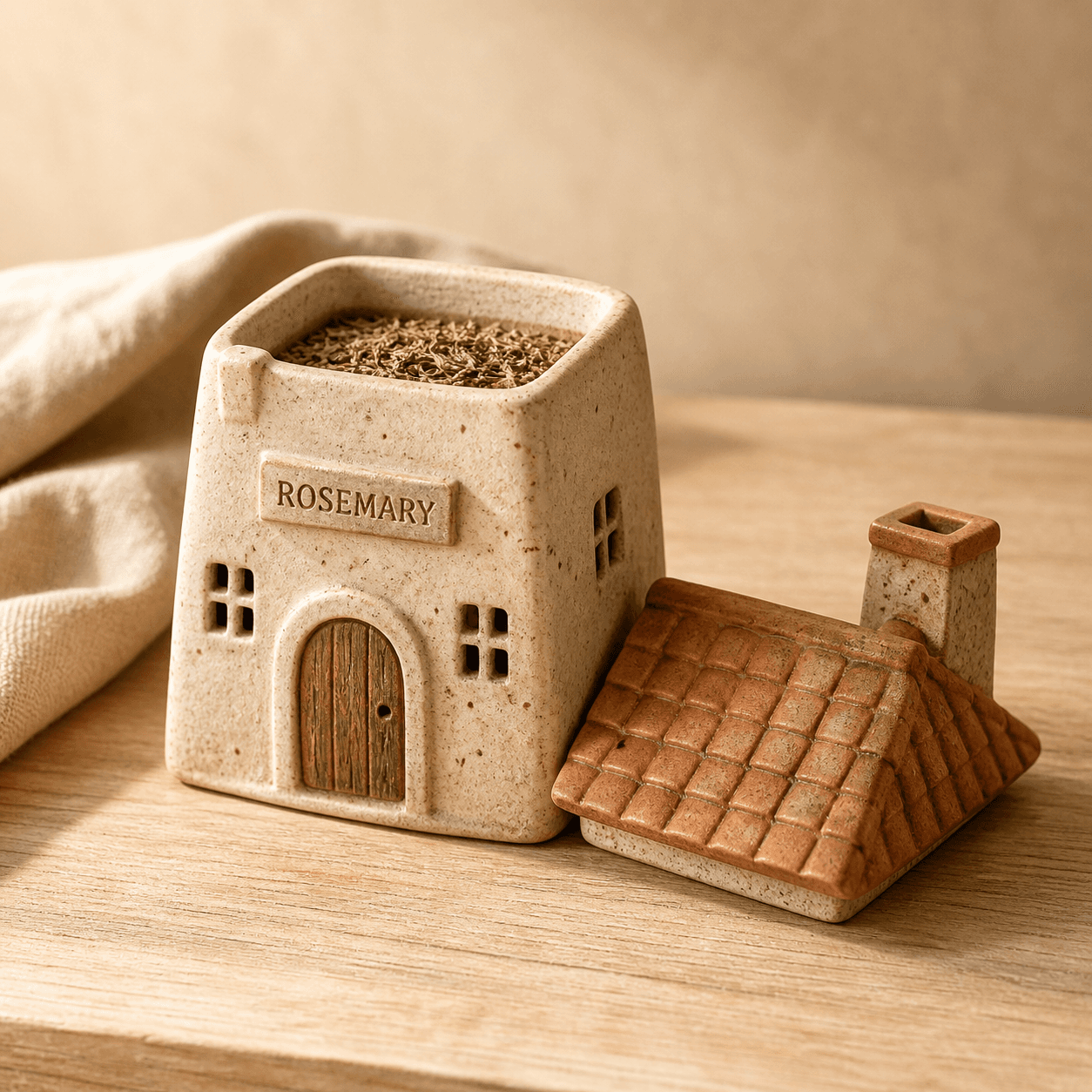 Chimney Side Cottage handcrafted ceramic spice jar
