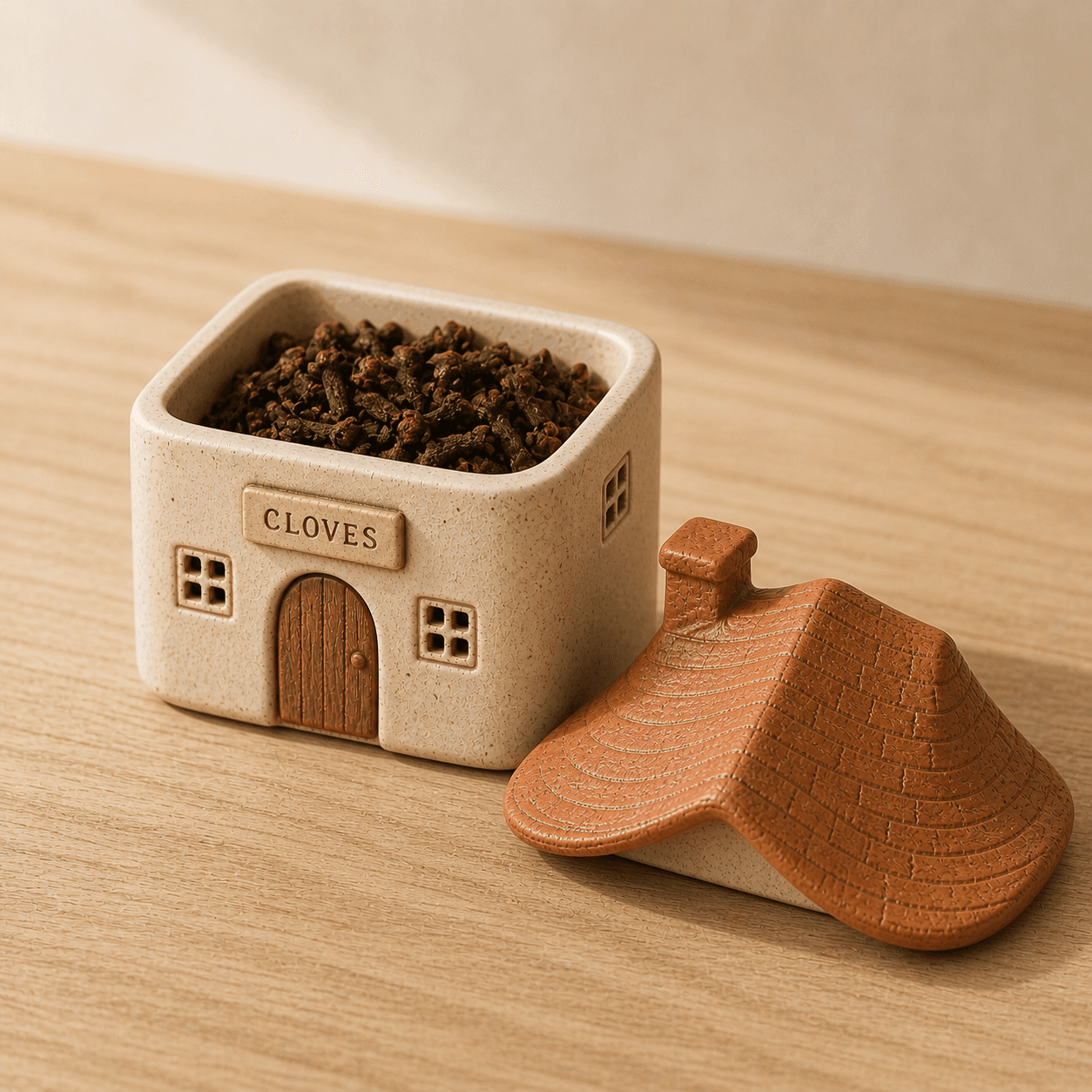 Wide Roof Cottage handcrafted ceramic spice jar